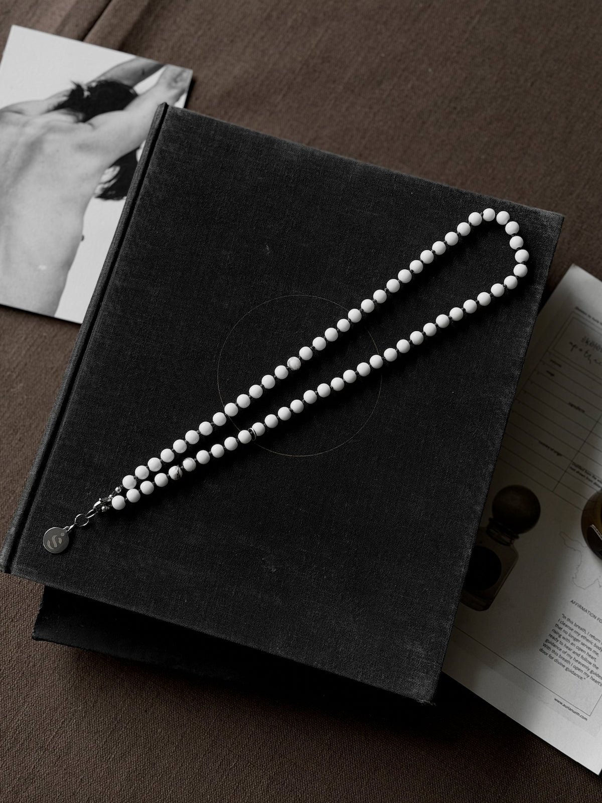 WHITE JADE MALA NECKLACE